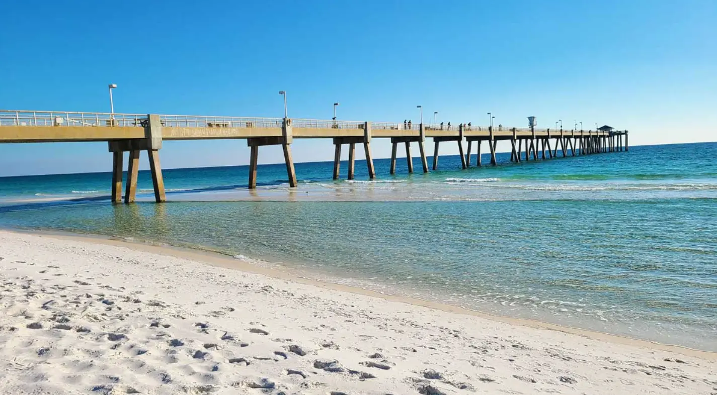 Okaloosa Island Pier stretching into the Gulf at Fort Walton Beach